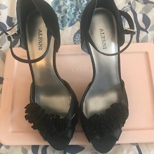 Alfani Black Satin Ankle Strap Heels